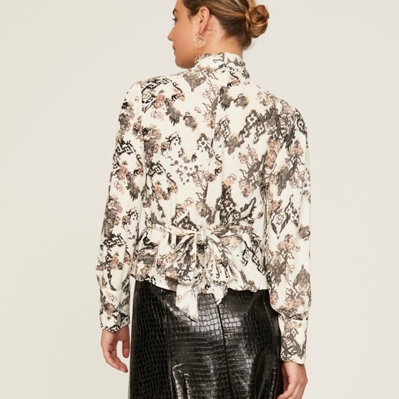 IRO Sakari Wrap Effect Printed Crepe de Chine Blouse Mock Neck FR 34 (US2) - Picture 13 of 13